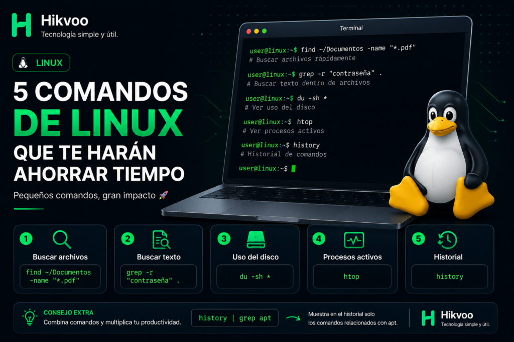 5 comandos de Linux que te harán ahorrar tiempo